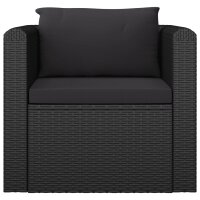 vidaXL 7-tlg. Garten-Lounge-Set mit Kissen Poly Rattan Schwarz