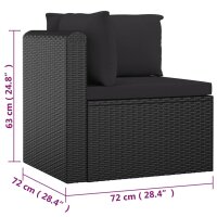 vidaXL 7-tlg. Garten-Lounge-Set mit Kissen Poly Rattan Schwarz