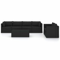 vidaXL 7-tlg. Garten-Lounge-Set mit Kissen Poly Rattan Schwarz