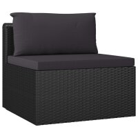 vidaXL 7-tlg. Garten-Lounge-Set mit Kissen Poly Rattan Schwarz