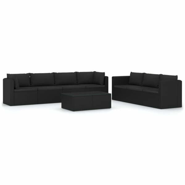 vidaXL 8-tlg. Garten-Lounge-Set mit Kissen Poly Rattan Schwarz