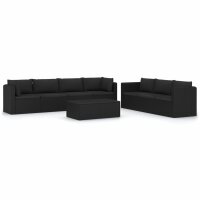 vidaXL 8-tlg. Garten-Lounge-Set mit Kissen Poly Rattan Schwarz