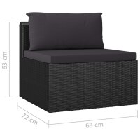 vidaXL 8-tlg. Garten-Lounge-Set mit Kissen Poly Rattan Schwarz