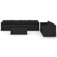 vidaXL 8-tlg. Garten-Lounge-Set mit Kissen Poly Rattan Schwarz