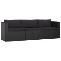 vidaXL 8-tlg. Garten-Lounge-Set mit Kissen Poly Rattan Schwarz