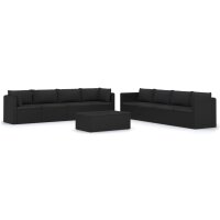 vidaXL 9-tlg. Garten-Lounge-Set mit Kissen Poly Rattan Schwarz