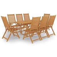 vidaXL 9-tlg. Garten-Essgruppe Massivholz Teak