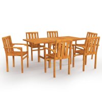 vidaXL 7-tlg. Garten-Essgruppe Massivholz Teak