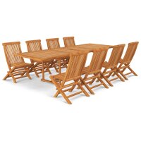 vidaXL 9-tlg. Garten-Essgruppe Teak Massivholz