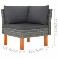 vidaXL 3-Sitzer-Gartensofa mit Kissen Grau Poly Rattan