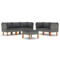 vidaXL 6-tlg. Garten-Lounge-Set mit Kissen Poly Rattan Grau