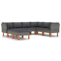 vidaXL 8-tlg. Garten-Lounge-Set mit Kissen Poly Rattan Grau