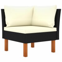 vidaXL 3-Sitzer-Gartensofa mit Kissen Schwarz Poly Rattan