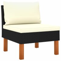 vidaXL 3-Sitzer-Gartensofa mit Kissen Schwarz Poly Rattan