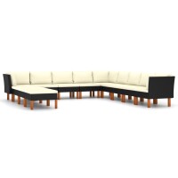 vidaXL 12-tlg. Garten-Lounge-Set mit Kissen Poly Rattan...