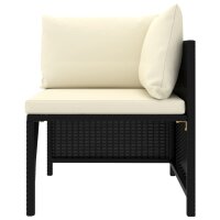 vidaXL 3-tlg. Garten-Lounge-Set mit Kissen Poly Rattan Schwarz