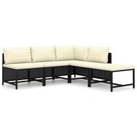 vidaXL 5-tlg. Garten-Lounge-Set mit Kissen Poly Rattan...