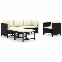 vidaXL 6-tlg. Garten-Lounge-Set mit Kissen Poly Rattan...