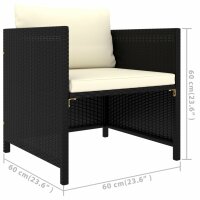 vidaXL 6-tlg. Garten-Lounge-Set mit Kissen Poly Rattan Schwarz