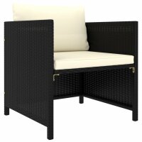 vidaXL 6-tlg. Garten-Lounge-Set mit Kissen Poly Rattan Schwarz