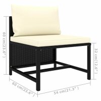 vidaXL 6-tlg. Garten-Lounge-Set mit Kissen Poly Rattan Schwarz