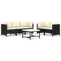 vidaXL 6-tlg. Garten-Lounge-Set mit Kissen Poly Rattan...