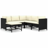 vidaXL 6-tlg. Garten-Lounge-Set mit Kissen Poly Rattan...