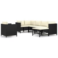 vidaXL 7-tlg. Garten-Lounge-Set mit Kissen Poly Rattan...