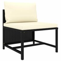 vidaXL 7-tlg. Garten-Lounge-Set mit Kissen Poly Rattan Schwarz