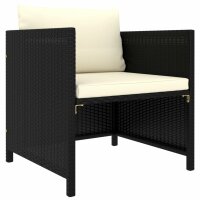 vidaXL 7-tlg. Garten-Lounge-Set mit Kissen Poly Rattan Schwarz