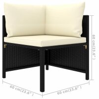 vidaXL 7-tlg. Garten-Lounge-Set mit Kissen Poly Rattan Schwarz