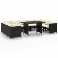 vidaXL 10-tlg. Garten-Lounge-Set mit Kissen Poly Rattan...