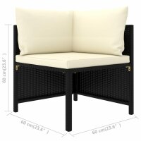 vidaXL 10-tlg. Garten-Lounge-Set mit Kissen Poly Rattan Schwarz