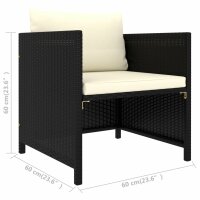 vidaXL 8-tlg. Garten-Lounge-Set mit Kissen Poly Rattan Schwarz