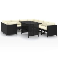 vidaXL 9-tlg. Garten-Lounge-Set mit Kissen Poly Rattan...