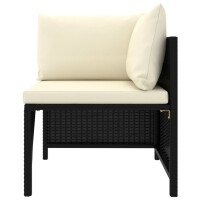 vidaXL 12-tlg. Garten-Lounge-Set mit Kissen Poly Rattan Schwarz