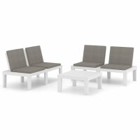 vidaXL 3-tlg. Garten-Lounge-Set mit Kissen Kunststoff Wei&szlig;