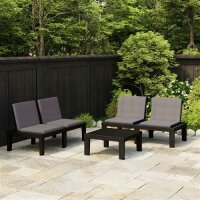 vidaXL 3-tlg. Garten-Lounge-Set mit Kissen Kunststoff Grau