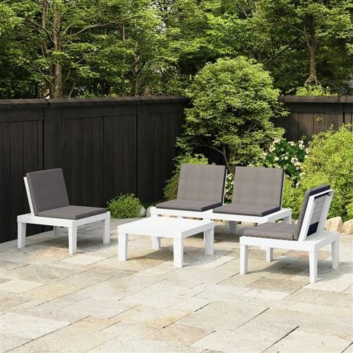 vidaXL 4-tlg. Garten-Lounge-Set mit Kissen Kunststoff Wei&szlig;