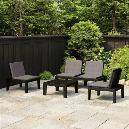 vidaXL 4-tlg. Garten-Lounge-Set mit Kissen Kunststoff Grau