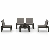 vidaXL 4-tlg. Garten-Lounge-Set mit Kissen Kunststoff Grau