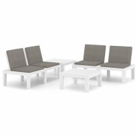 vidaXL 4-tlg. Garten-Lounge-Set mit Auflagen Kunststoff Wei&szlig;