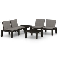 vidaXL 4-tlg. Garten-Lounge-Set mit Auflagen Kunststoff Grau