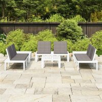 vidaXL 6-tlg. Garten-Lounge-Set mit Auflagen Kunststoff Wei&szlig;