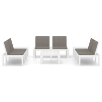 vidaXL 6-tlg. Garten-Lounge-Set mit Auflagen Kunststoff Wei&szlig;