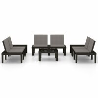 vidaXL 6-tlg. Garten-Lounge-Set mit Auflagen Kunststoff Grau