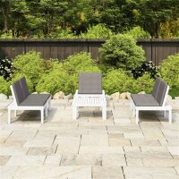 vidaXL 4-tlg. Garten-Lounge-Set mit Kissen Kunststoff Wei&szlig;