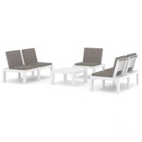 vidaXL 4-tlg. Garten-Lounge-Set mit Kissen Kunststoff Wei&szlig;