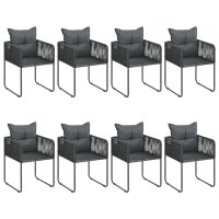 vidaXL 9-tlg. Garten-Essgruppe PVC Rattan Schwarz