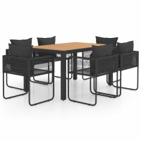 vidaXL 7-tlg. Garten-Essgruppe PVC Rattan Schwarz und Braun